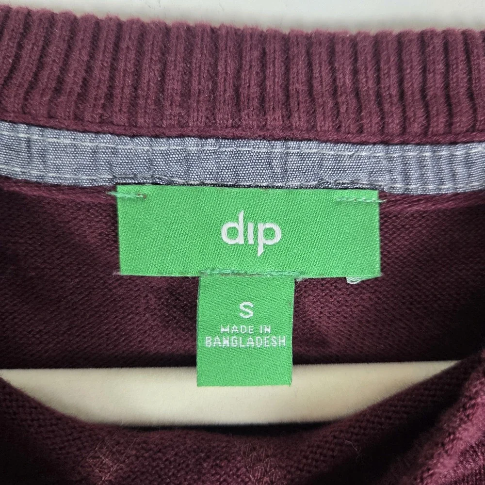 Dip Mens Burgundy 100% Cotton‎ Preppy Sweater Elbow Patches Grampacore Preppy Sm